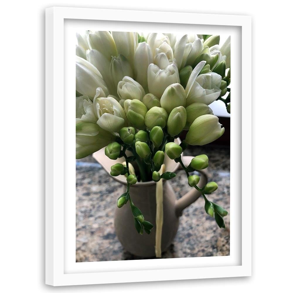 Glezna baltā rāmī - Bouquet Of Freesia  Home Trends DECO