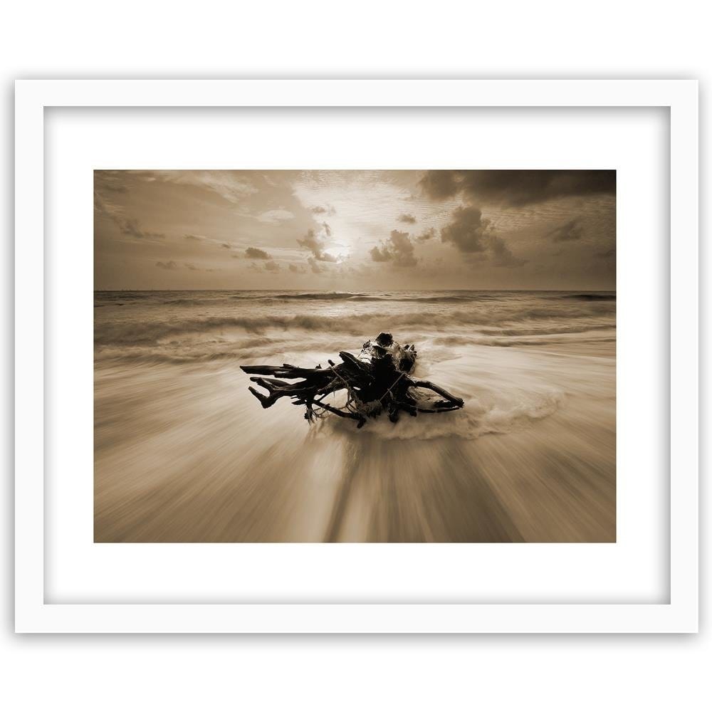 Glezna baltā rāmī - Branch On The Seashore 1  Home Trends DECO