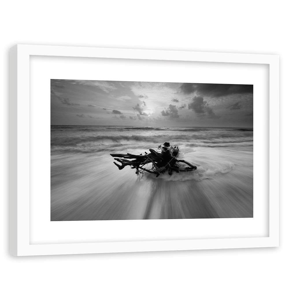 Glezna baltā rāmī - Branch On The Seashore 2  Home Trends DECO