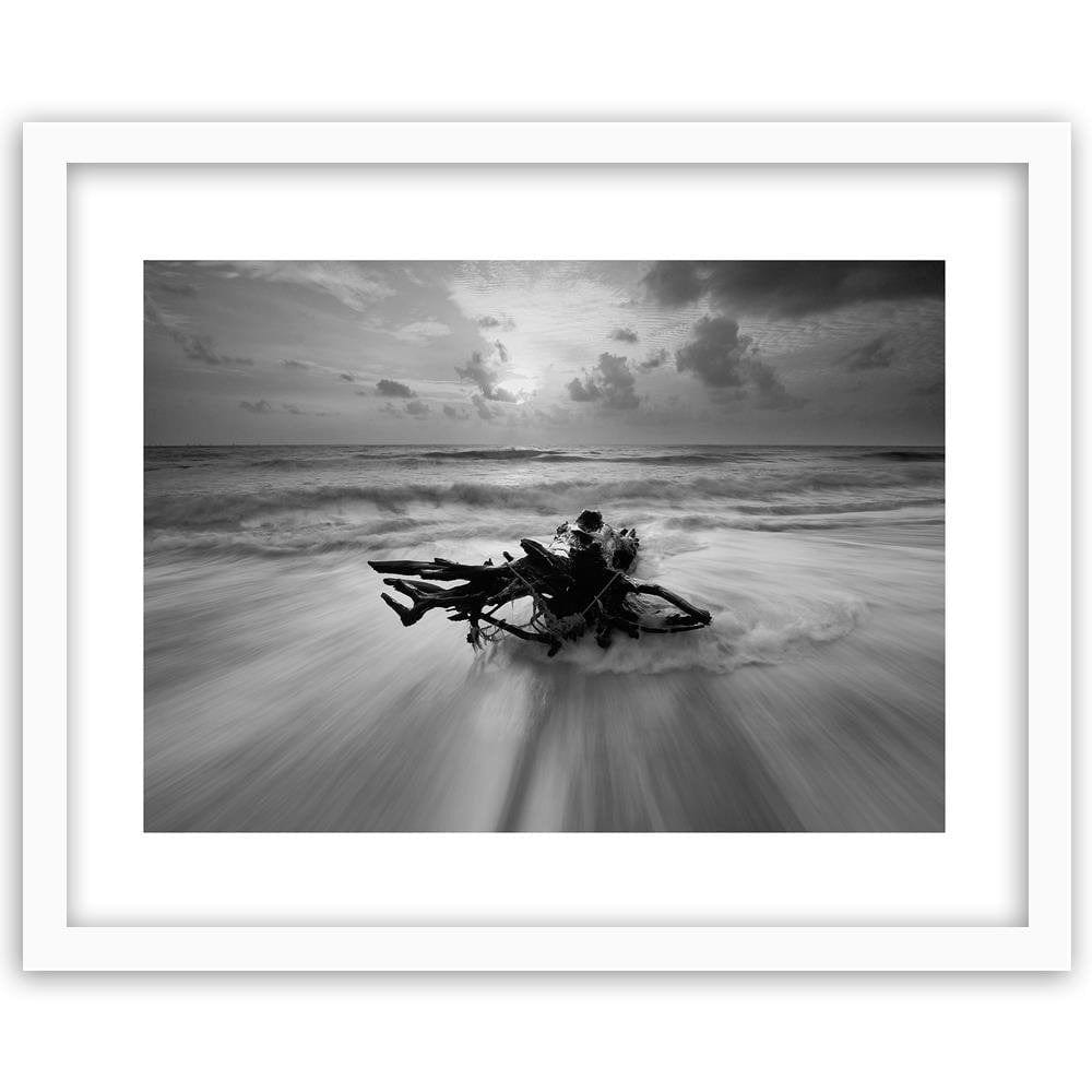 Glezna baltā rāmī - Branch On The Seashore 2  Home Trends DECO