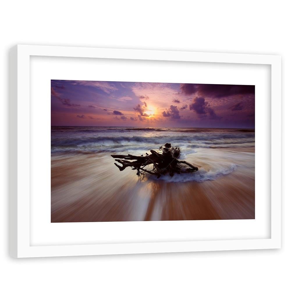 Glezna baltā rāmī - Branch On The Seashore 3  Home Trends DECO
