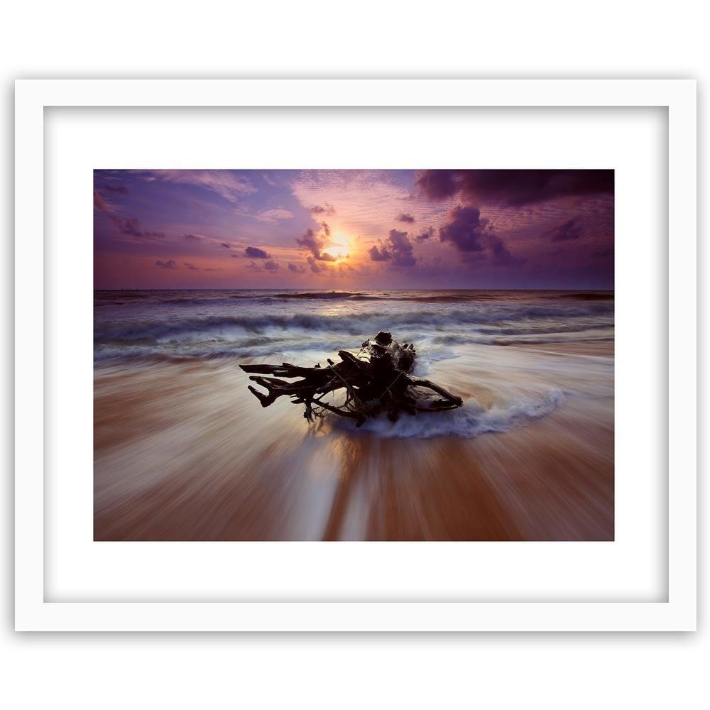 Glezna baltā rāmī - Branch On The Seashore 3  Home Trends DECO