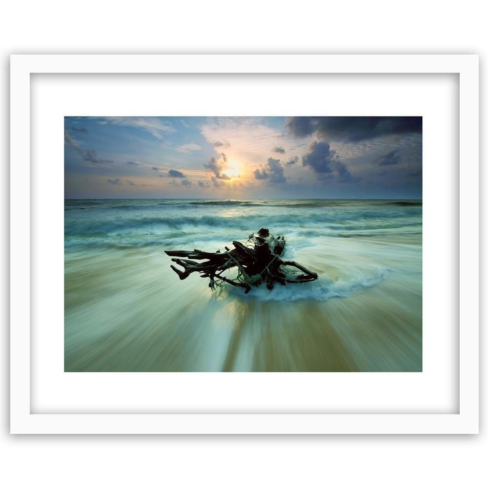 Glezna baltā rāmī - Branch On The Seashore 4  Home Trends DECO
