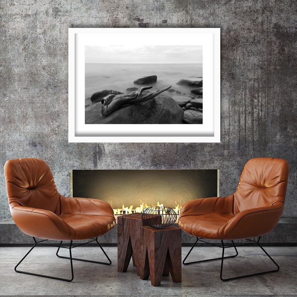 Glezna baltā rāmī - Branch On The Stone 2  Home Trends DECO