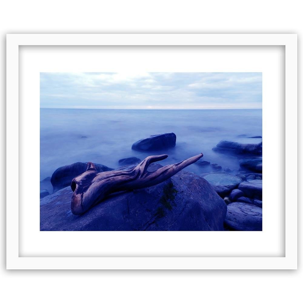 Glezna baltā rāmī - Branch On The Stone 3  Home Trends DECO