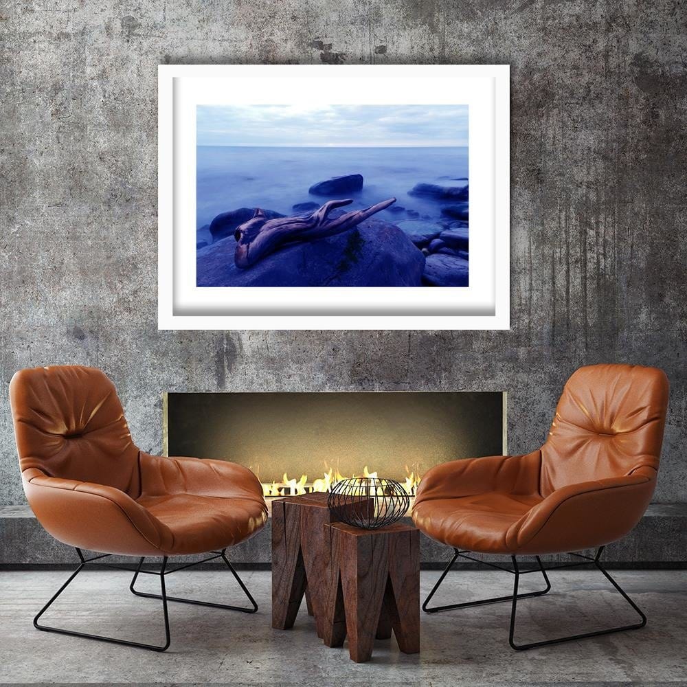 Glezna baltā rāmī - Branch On The Stone 3  Home Trends DECO