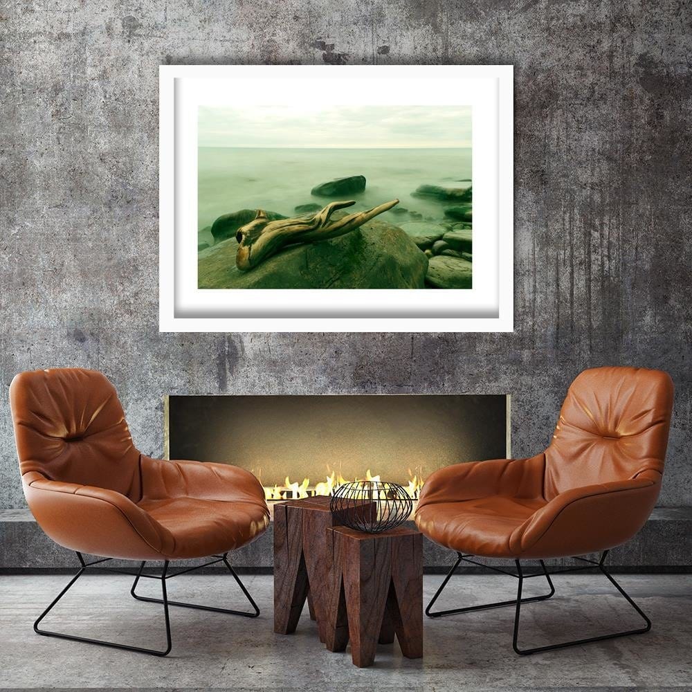 Glezna baltā rāmī - Branch On The Stone 4  Home Trends DECO