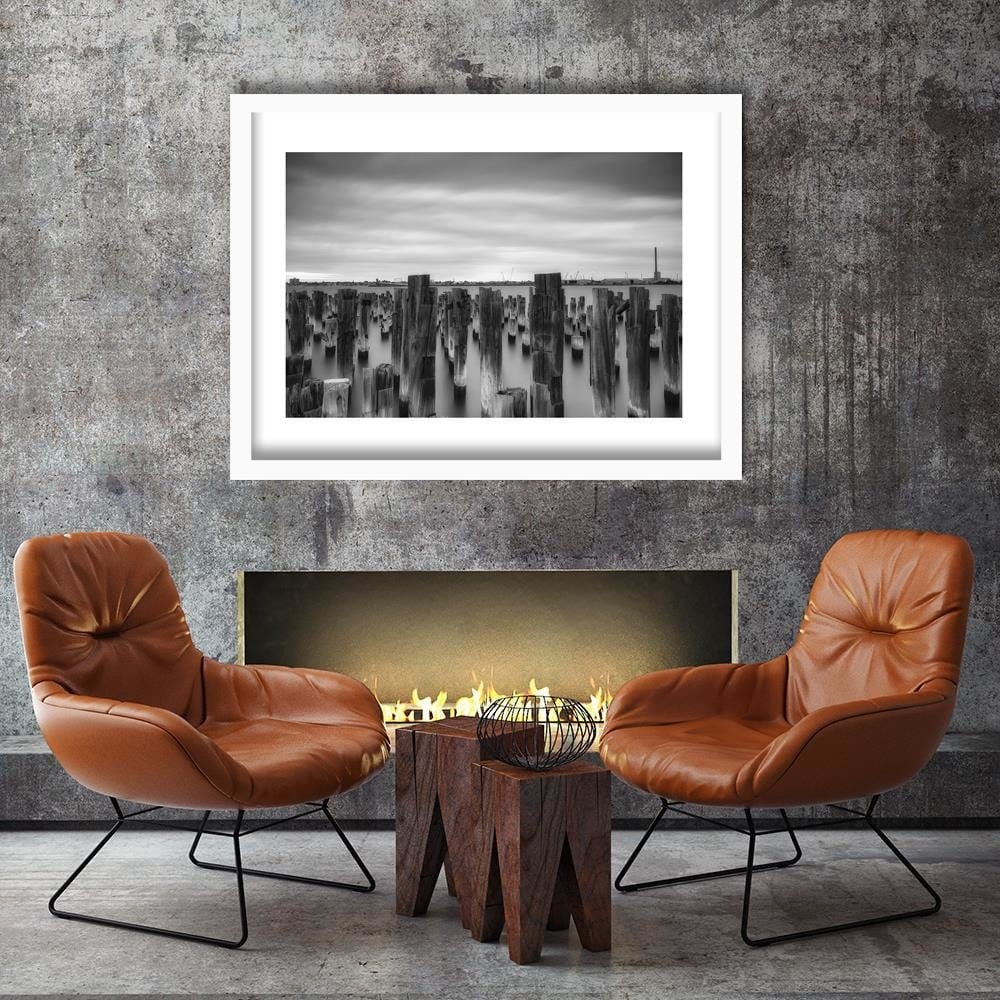 Glezna baltā rāmī - Breakwater At The Port 2  Home Trends DECO