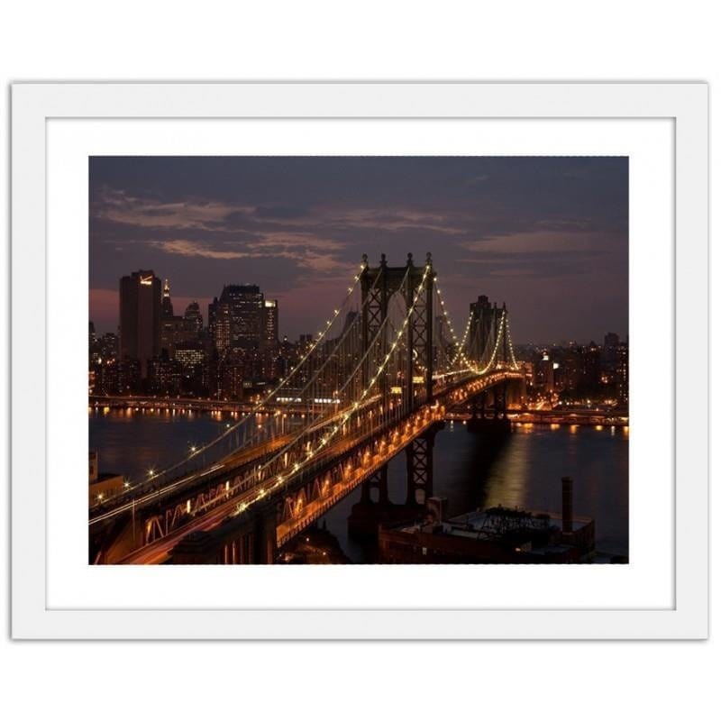 Glezna baltā rāmī - Bridge at night  Home Trends DECO