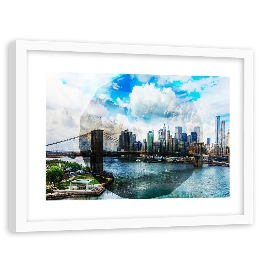 Glezna baltā rāmī - Bridge In New York City 1  Home Trends DECO