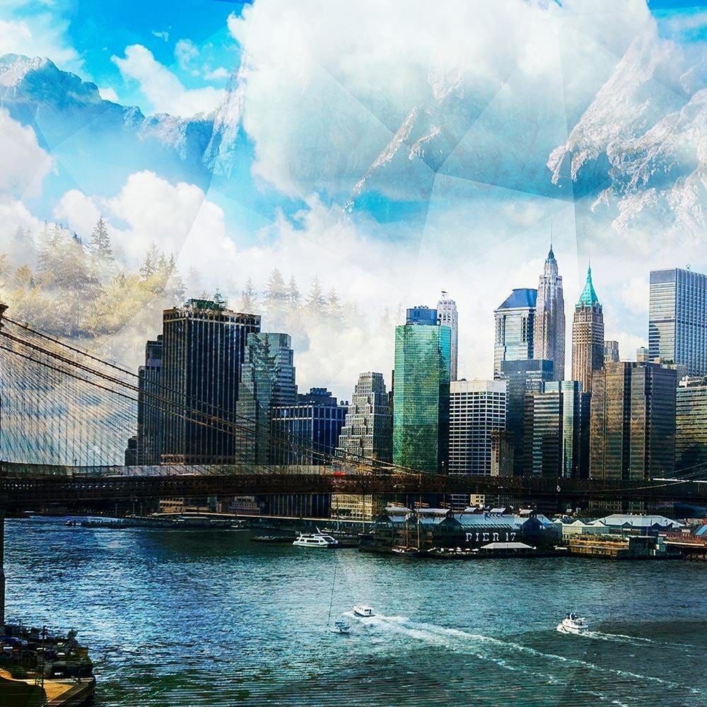Glezna baltā rāmī - Bridge In New York City 1  Home Trends DECO