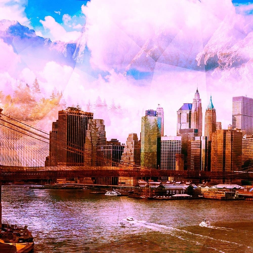 Glezna baltā rāmī - Bridge In New York City 2  Home Trends DECO