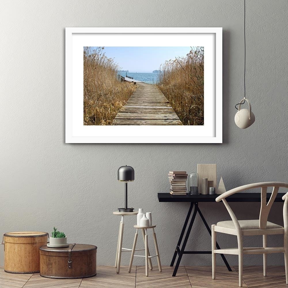 Glezna baltā rāmī - Bridge In The Reeds  Home Trends DECO