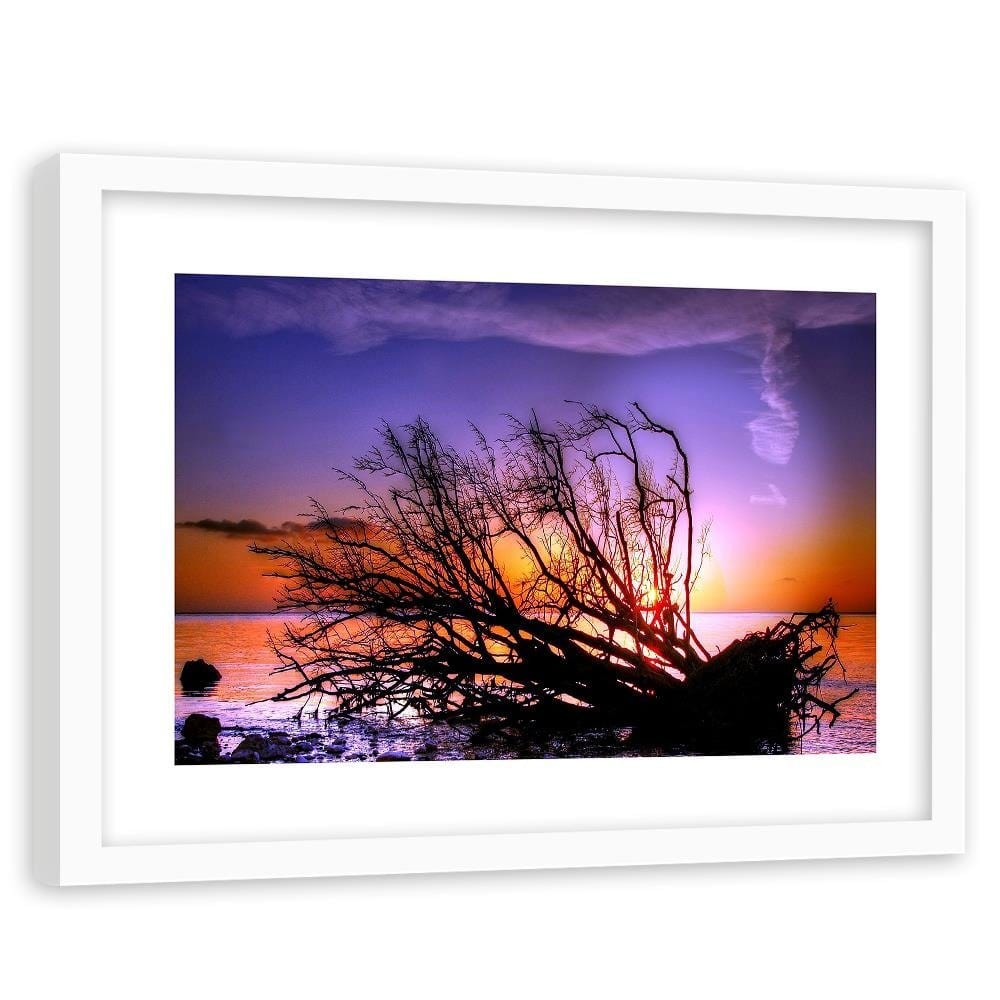 Glezna baltā rāmī - Broken Tree In The Sea  Home Trends DECO