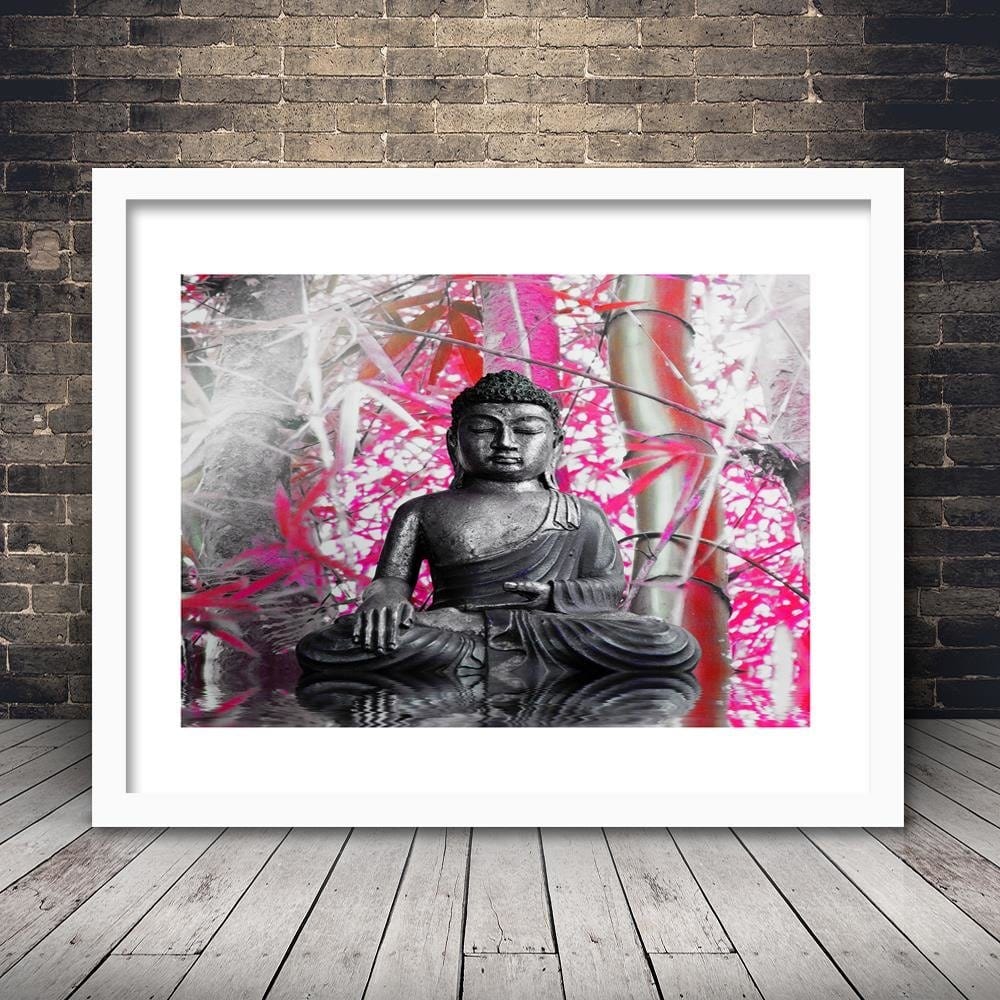 Glezna baltā rāmī - Buddha And Bamboo  Home Trends DECO