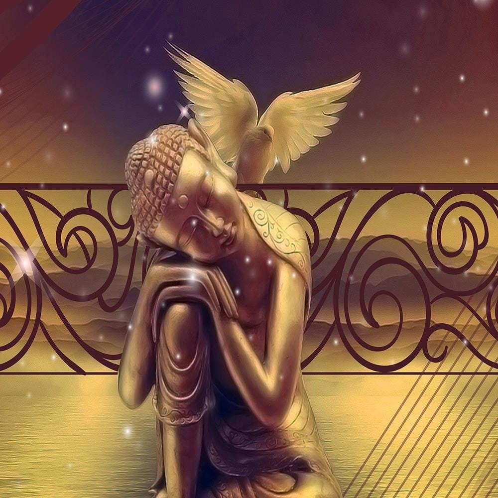 Glezna baltā rāmī - Buddha Bird Of 5  Home Trends DECO
