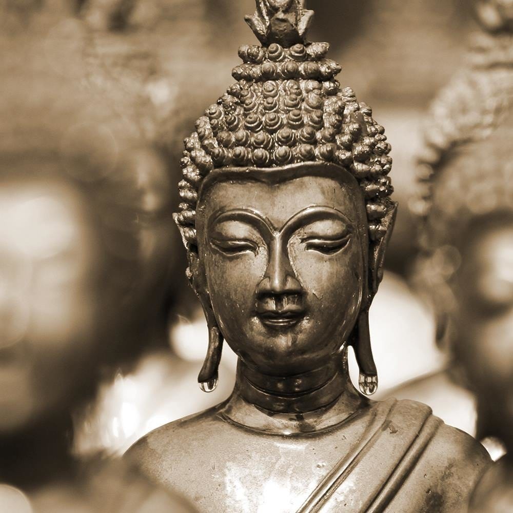 Glezna baltā rāmī - Buddha In The Crowd  Home Trends DECO