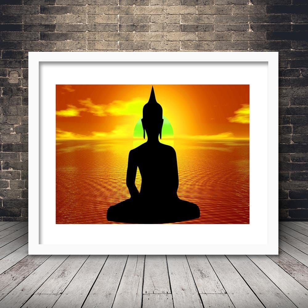Glezna baltā rāmī - Buddha Meditation  Home Trends DECO