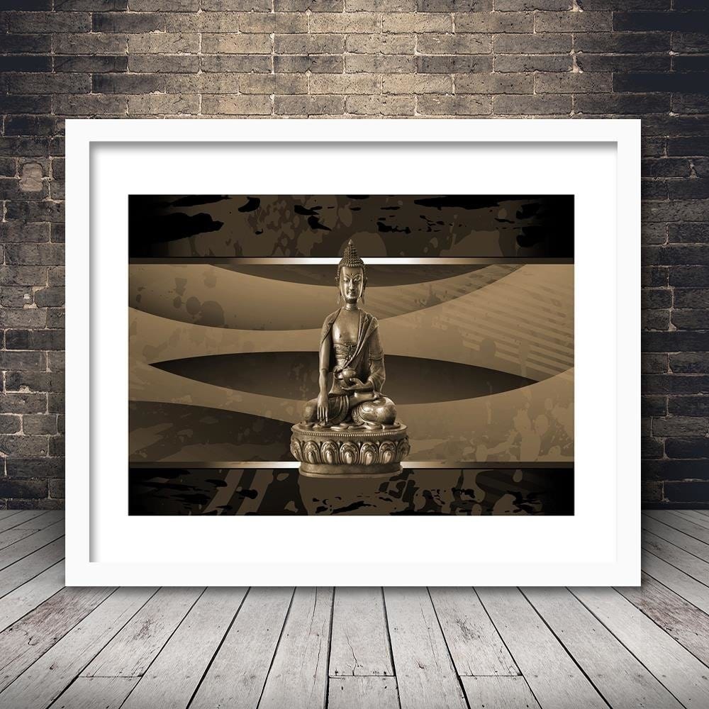 Glezna baltā rāmī - Buddha On An Abstract Background  Home Trends DECO