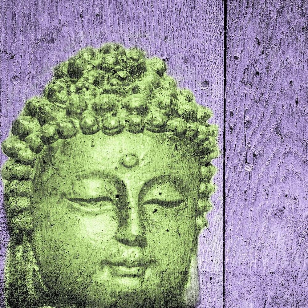 Glezna baltā rāmī - Buddha On Wooden Background  Home Trends DECO