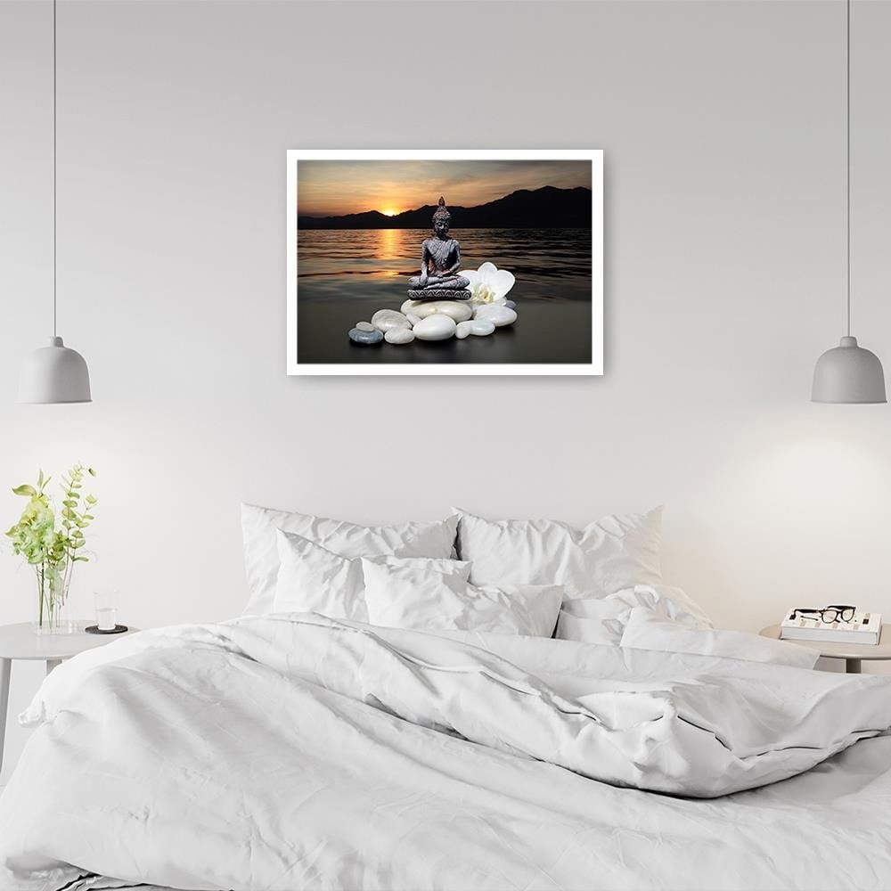 Glezna baltā rāmī - Buddha Over The Sea  Home Trends DECO