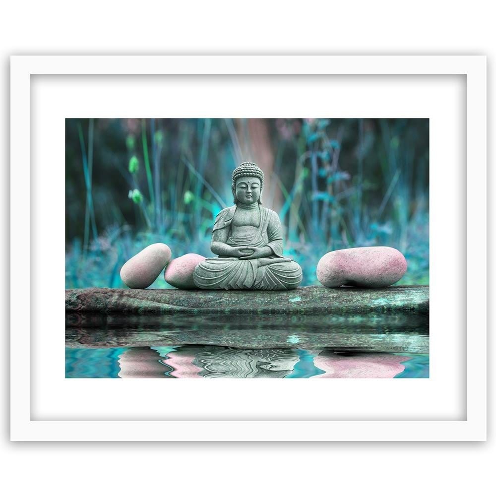 Glezna baltā rāmī - Buddha Over Water  Home Trends DECO