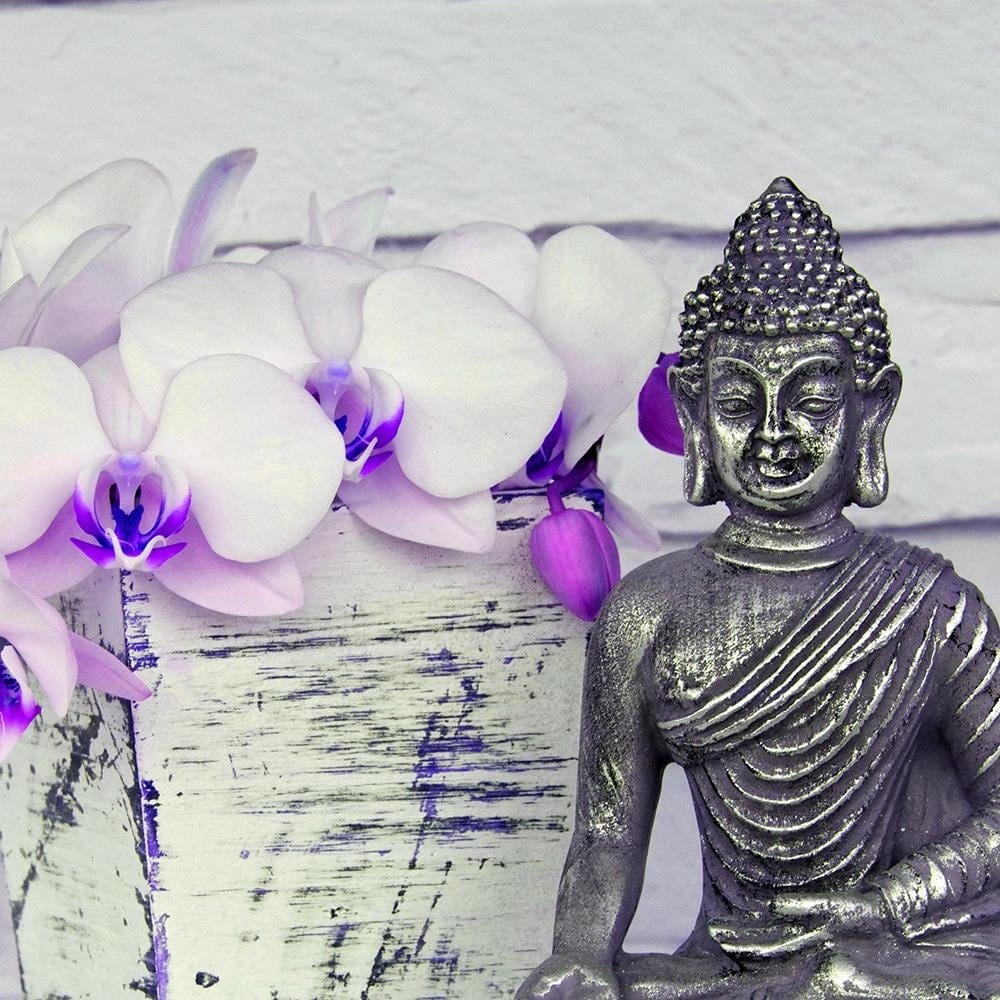 Glezna baltā rāmī - Buddha With Flower  Home Trends DECO