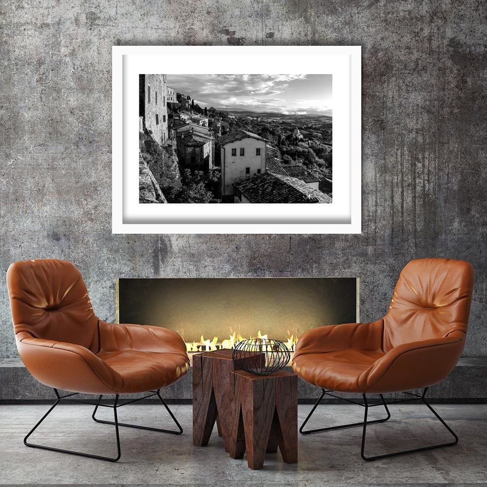 Glezna baltā rāmī - Buildings In Tuscany 2  Home Trends DECO