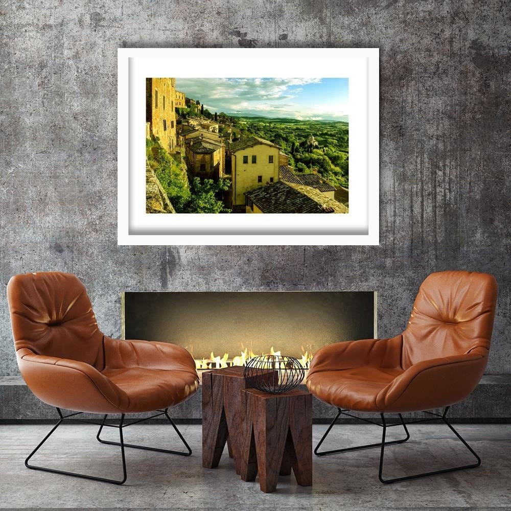 Glezna baltā rāmī - Buildings In Tuscany 3  Home Trends DECO