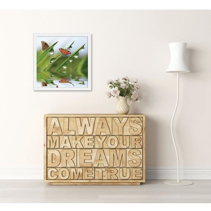 Glezna baltā rāmī - Butterflies on the peeled grass  Home Trends DECO