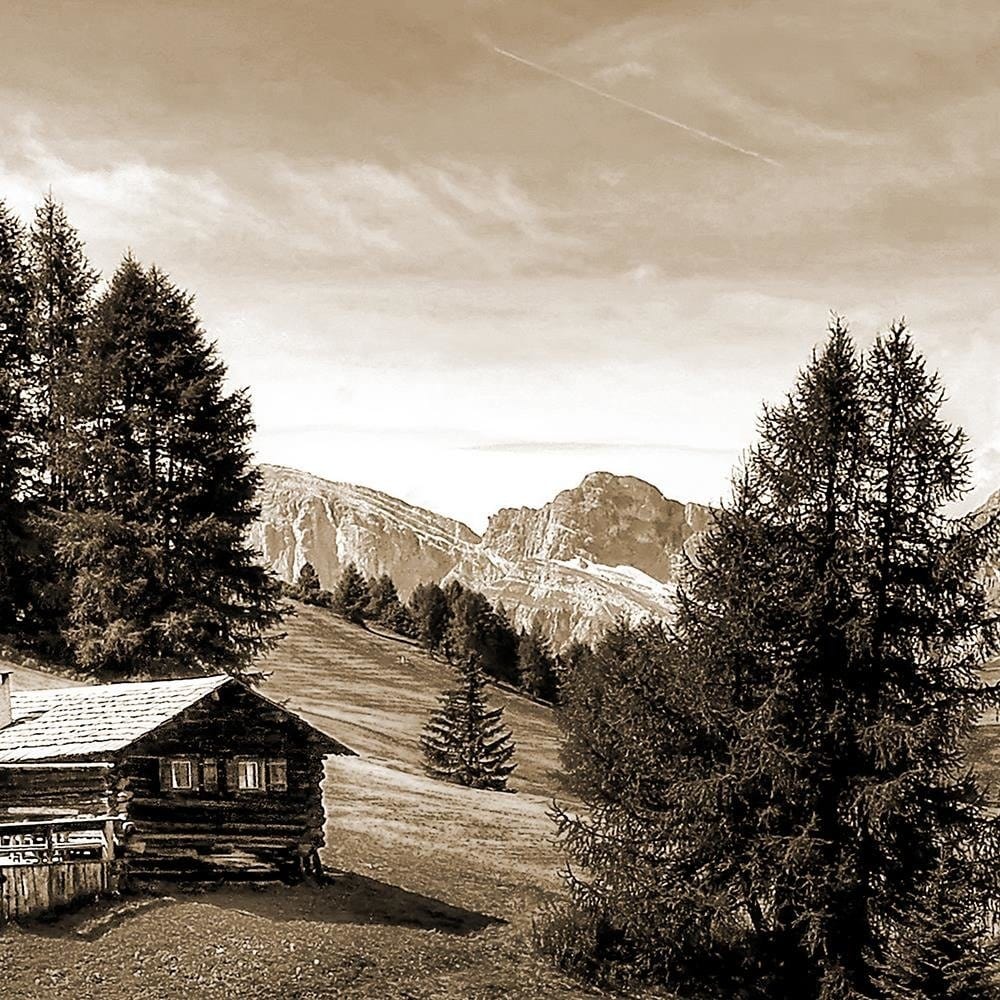 Glezna baltā rāmī - Cabin In The Mountains 1  Home Trends DECO