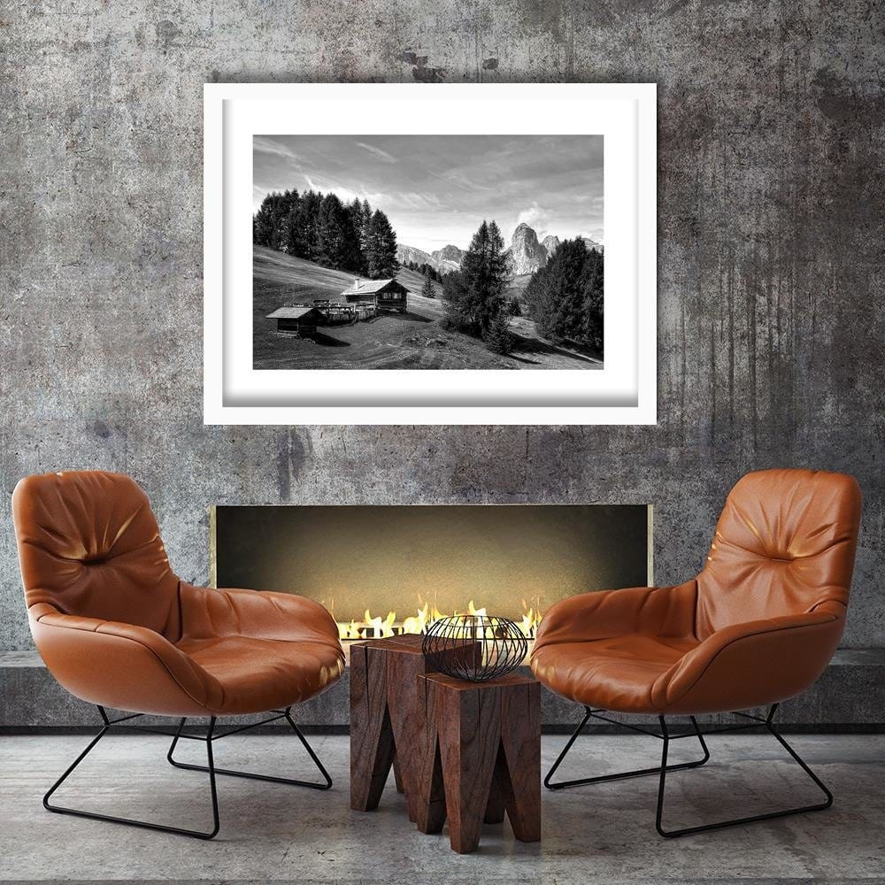 Glezna baltā rāmī - Cabin In The Mountains 2  Home Trends DECO