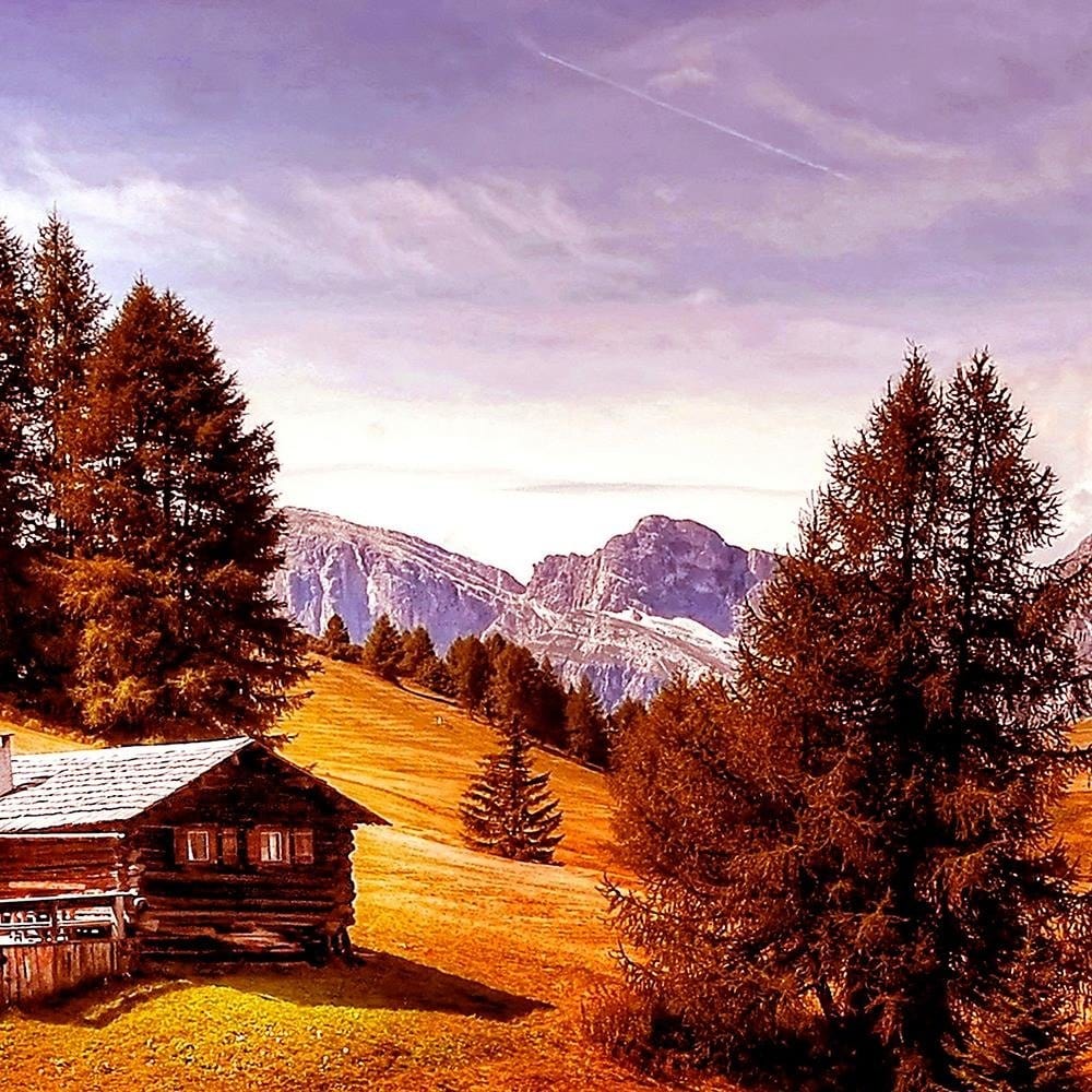 Glezna baltā rāmī - Cabin In The Mountains 3  Home Trends DECO