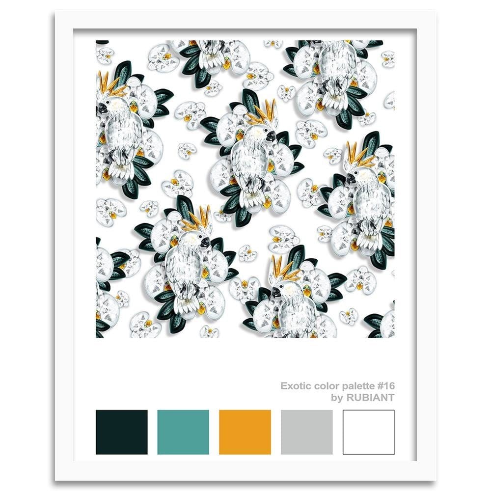 Glezna baltā rāmī - Cacatoes White  Home Trends DECO