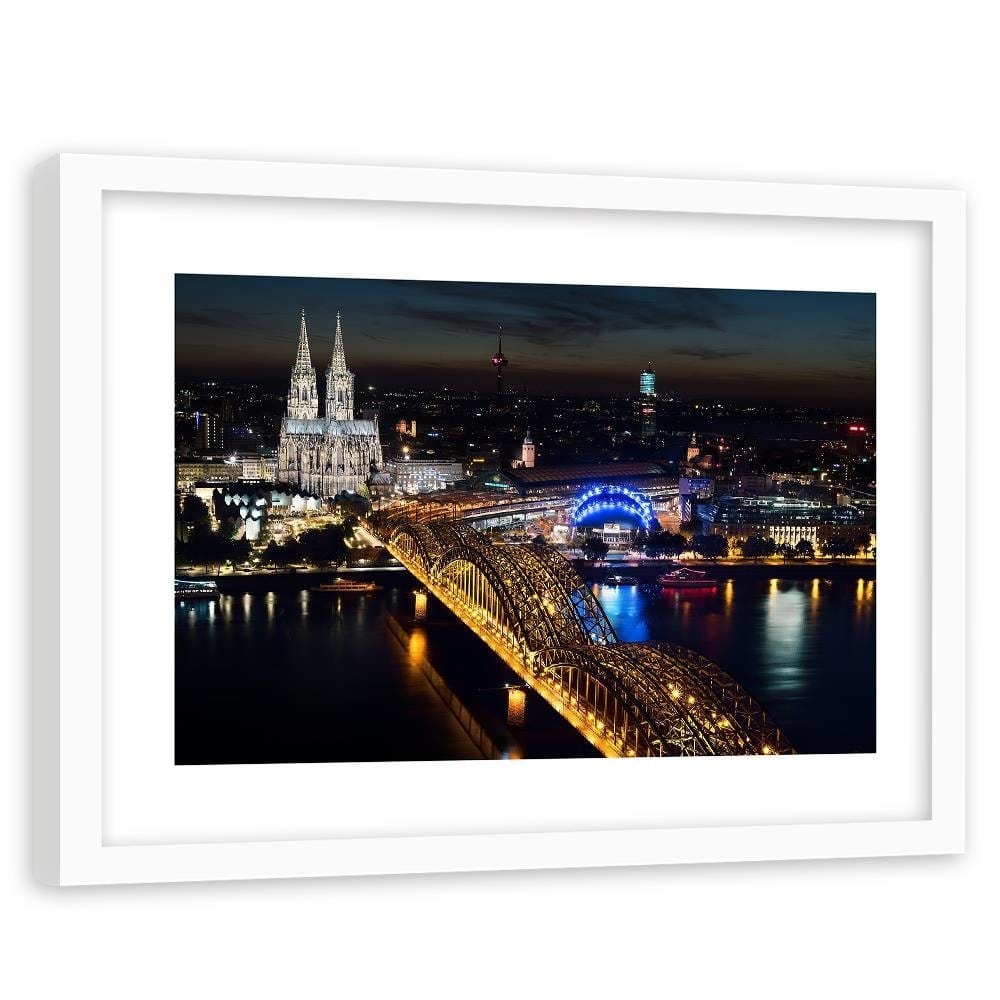 Glezna baltā rāmī - Cathedral And Bridge Cologne  Home Trends DECO