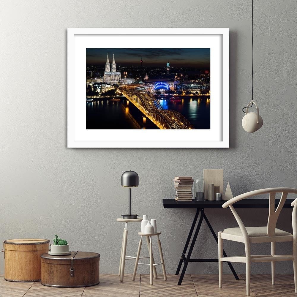 Glezna baltā rāmī - Cathedral And Bridge Cologne  Home Trends DECO