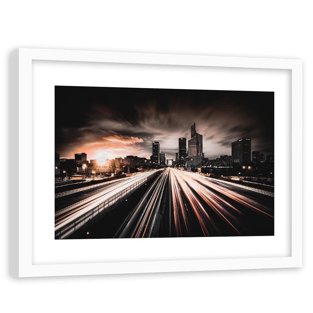Glezna baltā rāmī - City Lights Night  Home Trends DECO