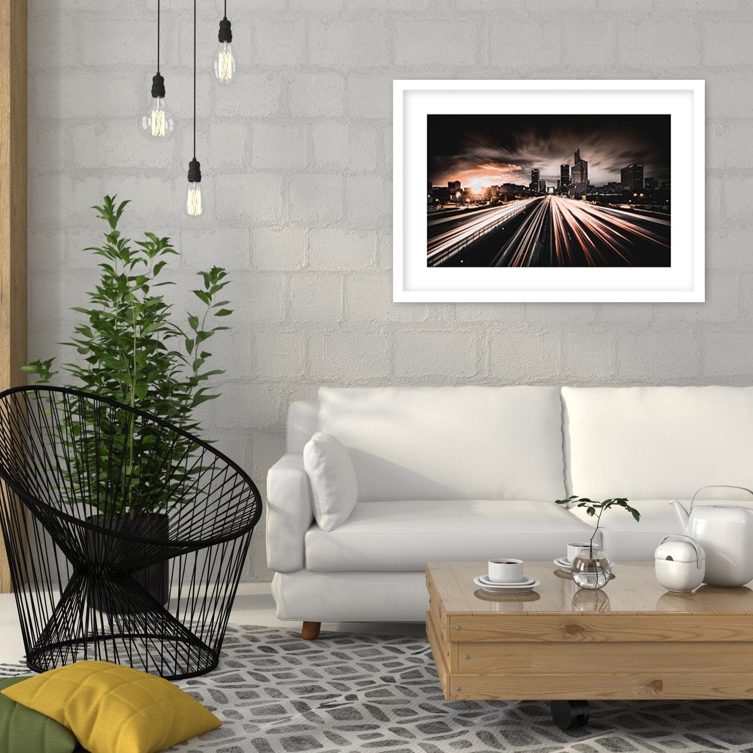 Glezna baltā rāmī - City Lights Night  Home Trends DECO