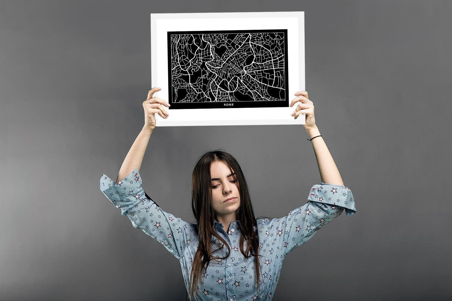Glezna baltā rāmī - City Plan Rome  Home Trends DECO