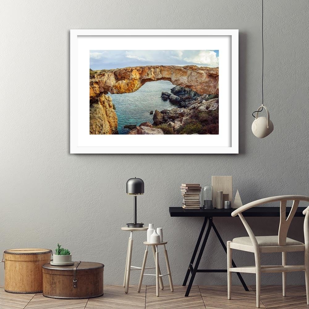 Glezna baltā rāmī - Cliffs Over The Ocean  Home Trends DECO