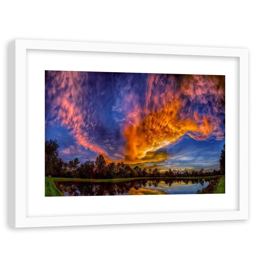 Glezna baltā rāmī - Clouds In The Sky 3  Home Trends DECO