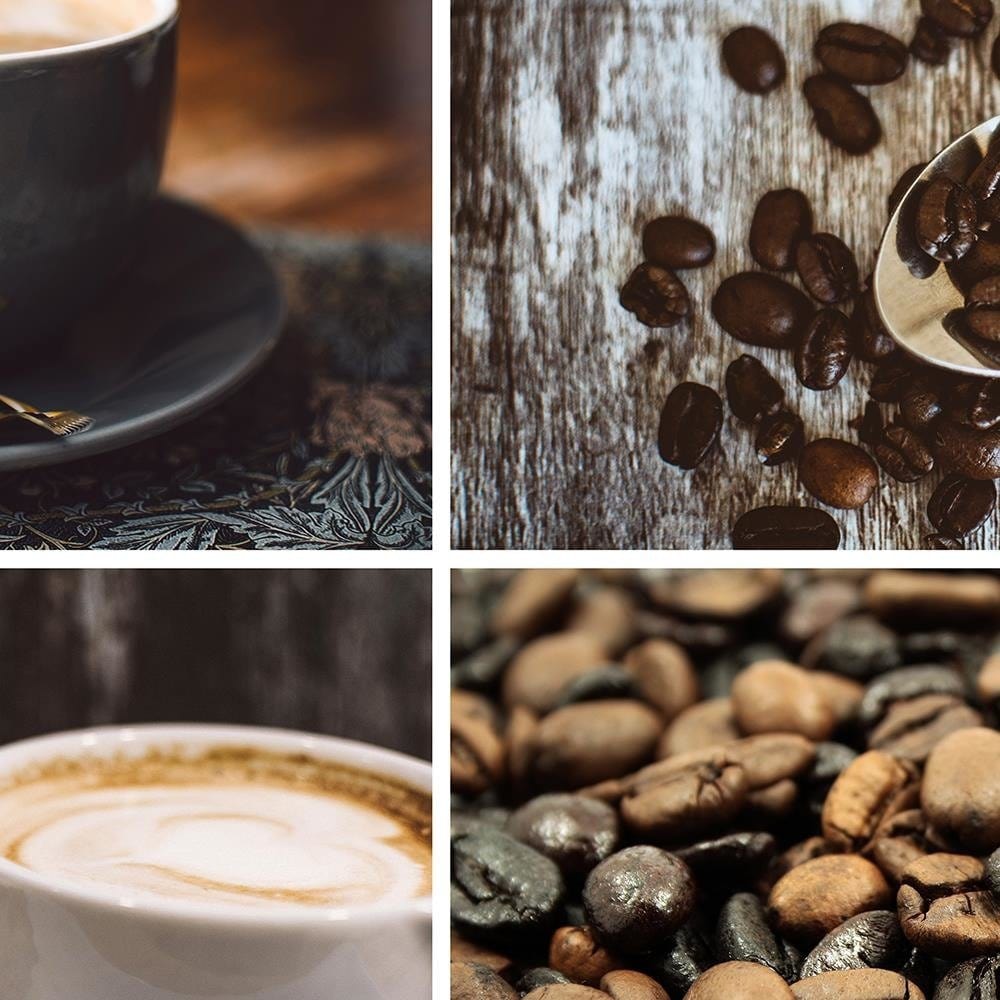 Glezna baltā rāmī - Coffee Beans And Cake  Home Trends DECO