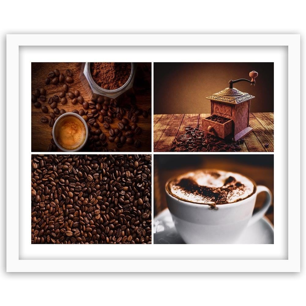 Glezna baltā rāmī - Coffee Beans And Coffee Grinder  Home Trends DECO