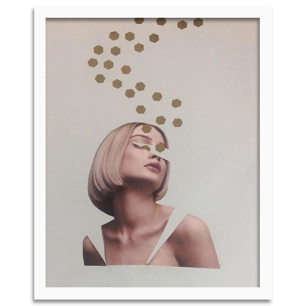 Glezna baltā rāmī - Collage Woman Portrait Image Beige  Home Trends DECO