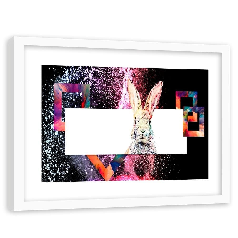 Glezna baltā rāmī - Colored Rabbit  Home Trends DECO