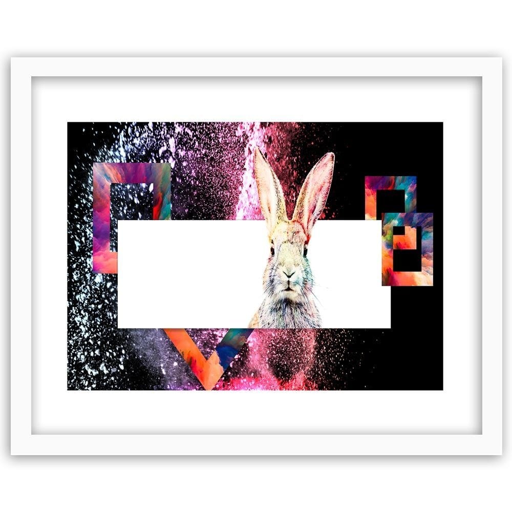 Glezna baltā rāmī - Colored Rabbit  Home Trends DECO