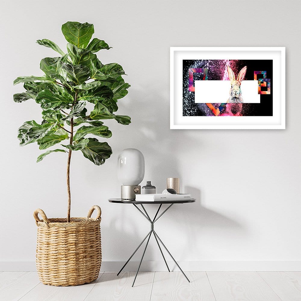Glezna baltā rāmī - Colored Rabbit  Home Trends DECO