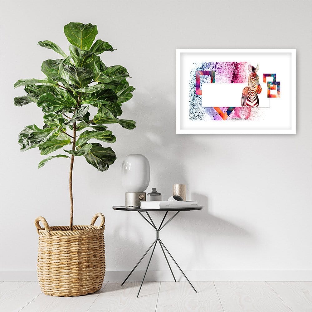 Glezna baltā rāmī - Colorful Zebra  Home Trends DECO