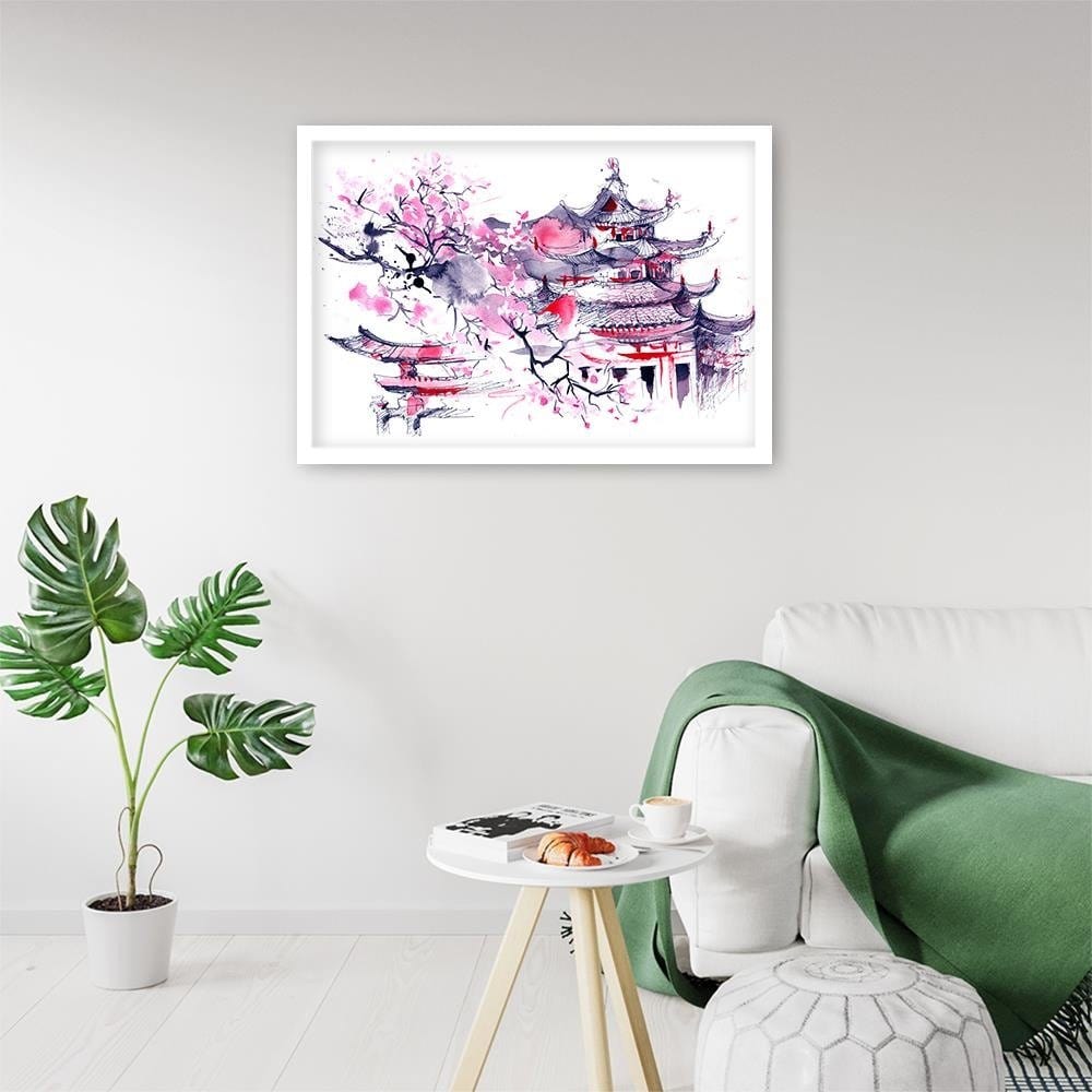 Glezna baltā rāmī - Colourful Japan Art  Home Trends DECO