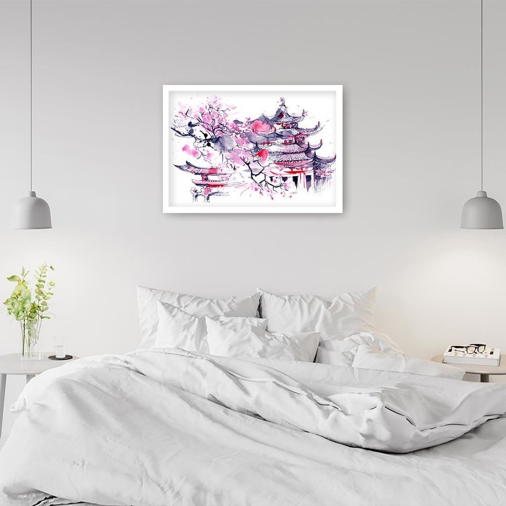 Glezna baltā rāmī - Colourful Japan Art  Home Trends DECO